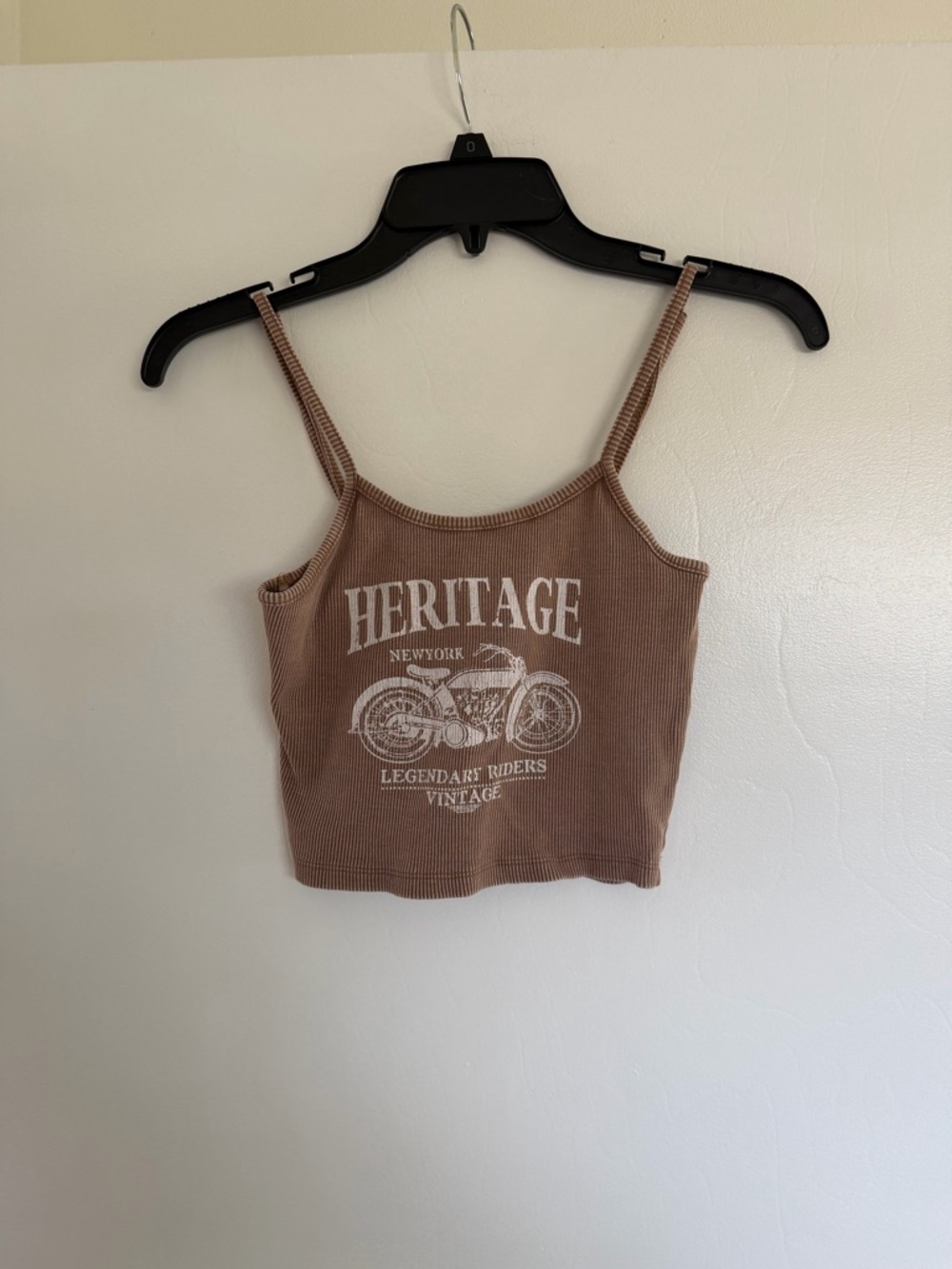 Full Tilt Brown Ribbed Graphic Cropped Cami